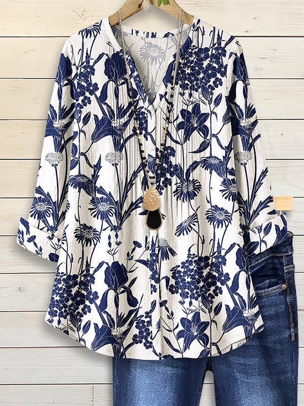 Indigo Garden V-Neck Tunic