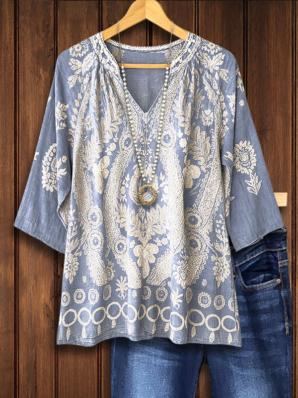 Antique Lace Denim Blouse