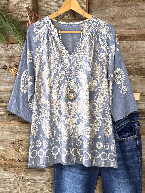 Antique Lace Denim Blouse