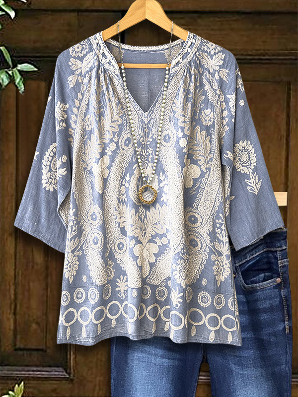 Antique Lace Denim Blouse