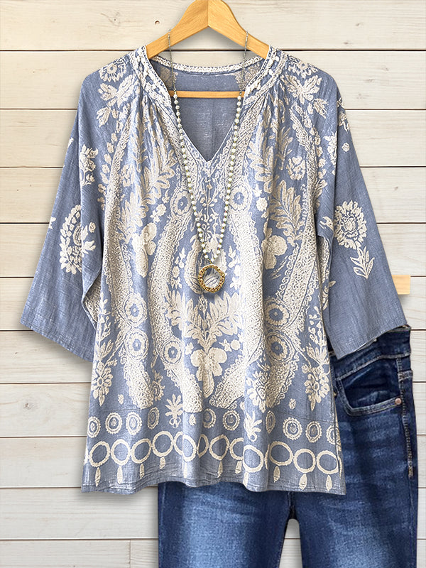 Antique Lace Denim Blouse