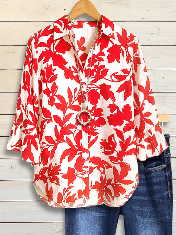 Crimson Petals Bell Sleeve Shirt