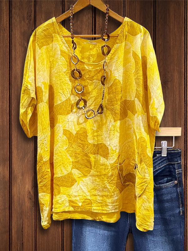 Lemon Glow Loose Floral Tee
