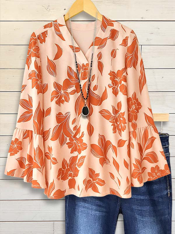 Peach Breeze Flounce Sleeve Blouse