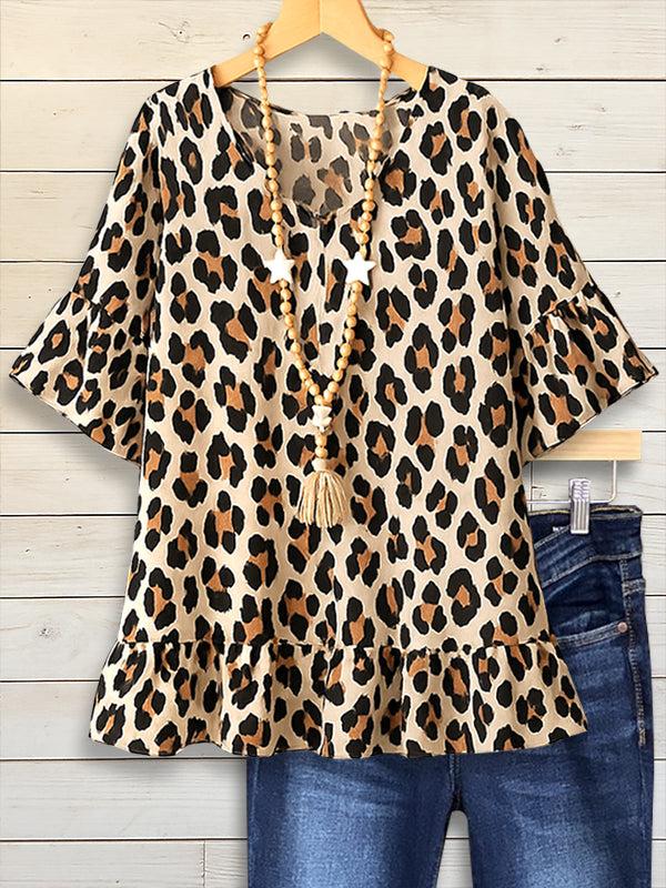 Savannah Chic Leopard Ruffle Top