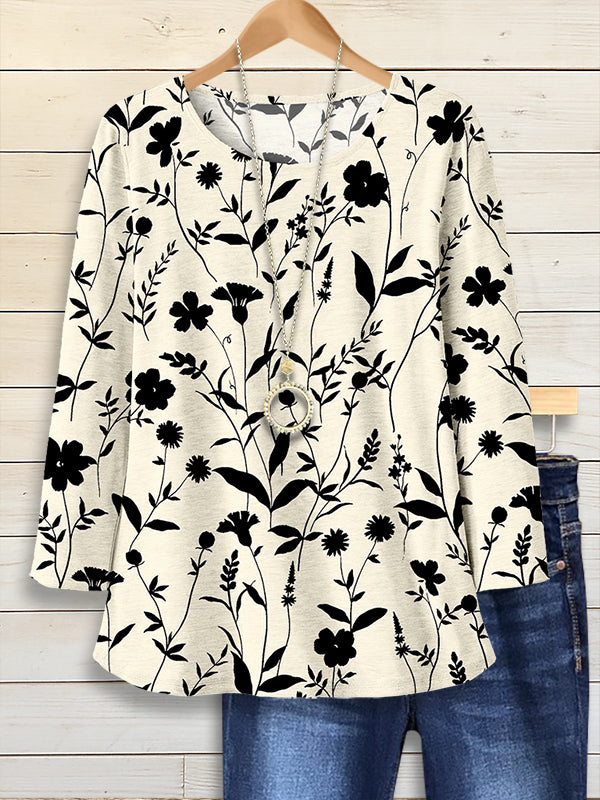 Monochrome Meadow Long Sleeve Tee