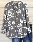 Monochrome Stripe Floral Shirt
