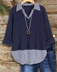 Navy Contrast Collar Top