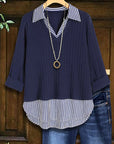 Navy Contrast Collar Top