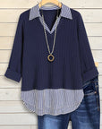 Navy Contrast Collar Top