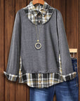 Plaid Layered Knit Top