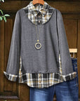 Plaid Layered Knit Top