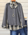 Plaid Layered Knit Top