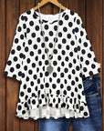 Classic Polka Dot Ruffle Blouse