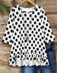 Classic Polka Dot Ruffle Blouse