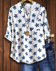 Blue Daisy Linen Blouse