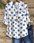 Blue Daisy Linen Blouse