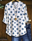 Blue Daisy Linen Blouse