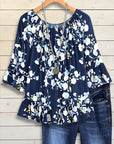 Midnight Blossom Off-Shoulder Top