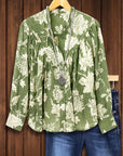 Olive Elegance Floral Shirt