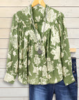 Olive Elegance Floral Shirt