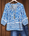 Boho Blue Print Top