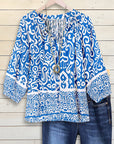 Boho Blue Print Top