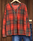 Autumn Plaid V-Neck Sweatshirt