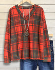 Autumn Plaid V-Neck Sweatshirt