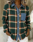 Plaid Charm Denim-Collar Shirt