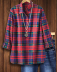Autumn Charm Plaid Button-Up Shirt