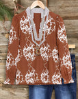 Rusty Bloom V-Neck Blouse