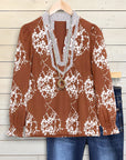 Rusty Bloom V-Neck Blouse