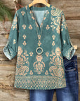 Teal Harmony Baroque Blouse