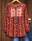 Country Bloom Pintuck Floral Blouse