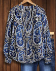 Midnight Paisley Peasant Blouse
