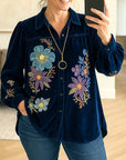 Midnight Bloom Velvet Blouse