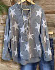 Starry Denim V-Neck Pullover