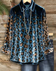Midnight Leopard Velvet Button-Up Shirt