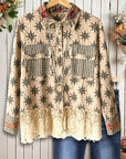 Star Patchwork Lace-Hem Shirt
