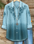 Denim Ombre Embroidered Shirt