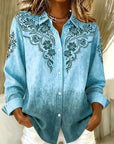 Denim Ombre Embroidered Shirt