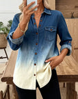 Denim Ombre Casual Button-Down Shirt