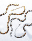 Leopard-Print Snake Chain Necklace