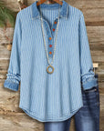 Coastal Stripe Denim-Collar Henley