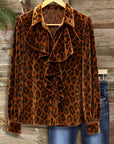 Wild Velvet Ruffle Leopard Blouse