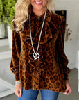 Wild Velvet Ruffle Leopard Blouse