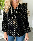 Black Polka Dot Puff Sleeve Blouse