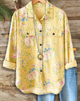 Vintage Yellow Floral Utility Shirt