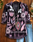 Purple Velvet Floral Blouse